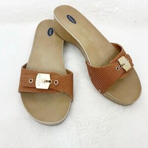 Dr. Scholls Women's Sandals Size 7 Tan Gold Adjustable Buckles Preowned